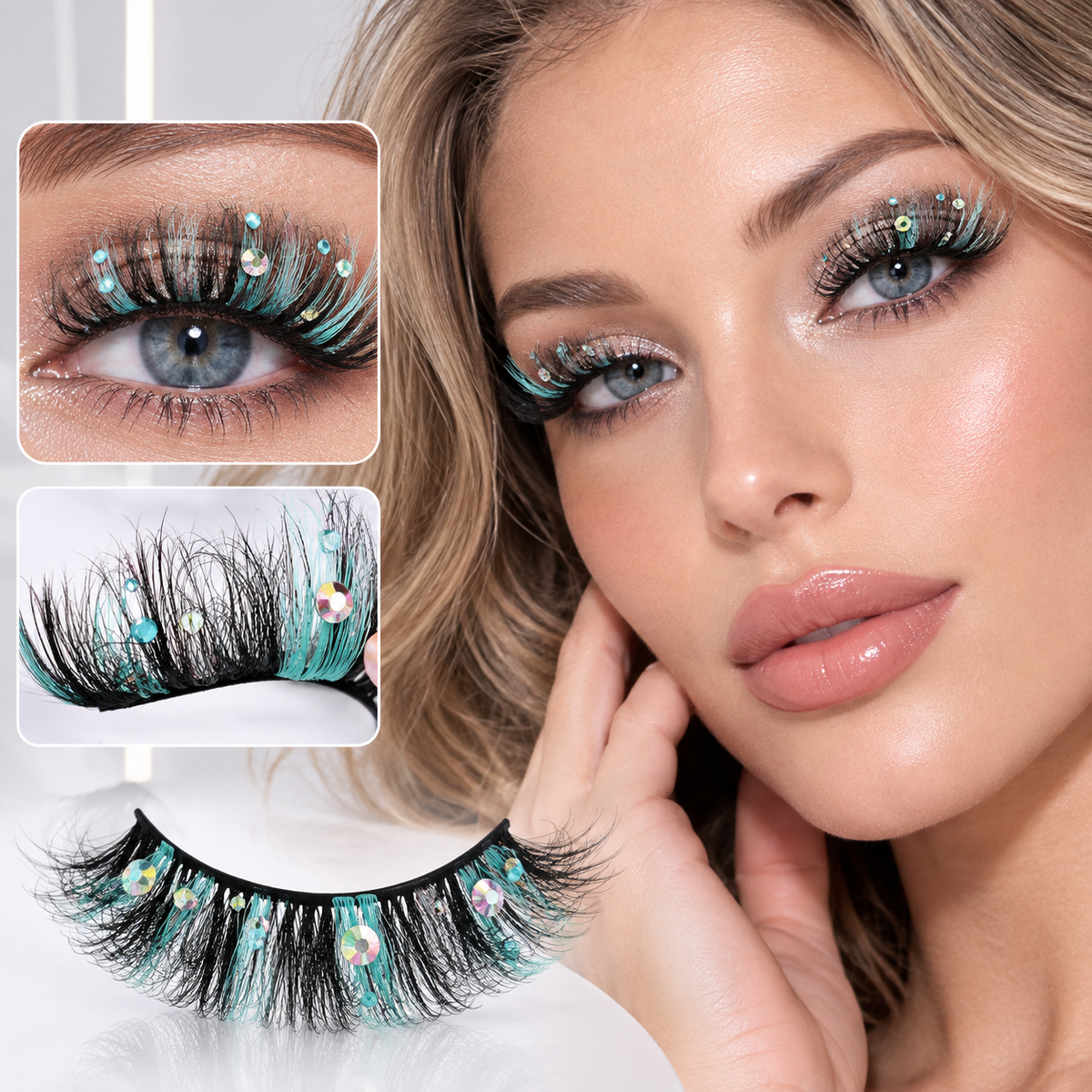 Short Handmade Diamond Glitter Stage Makeup False Eyelashes