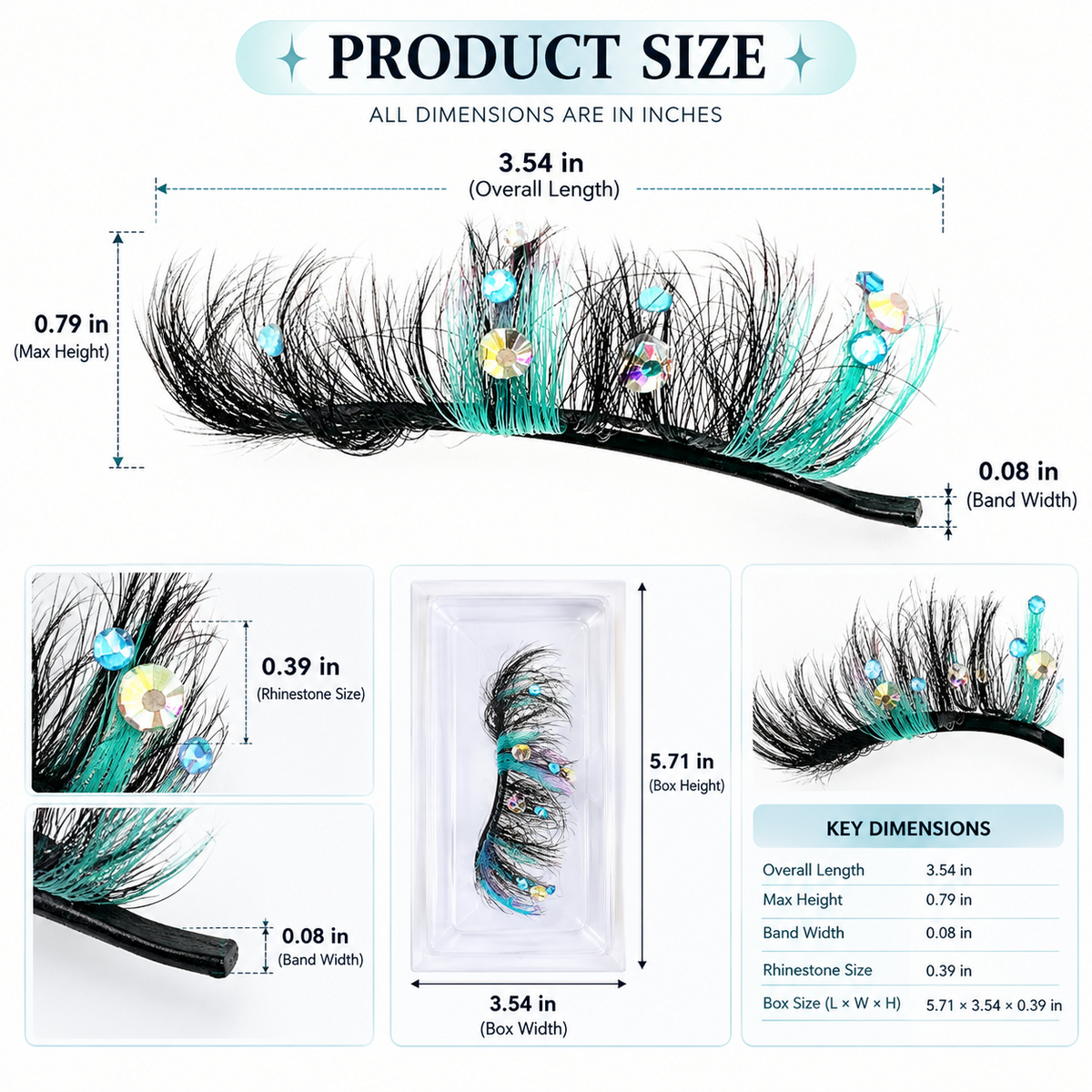 Short Handmade Diamond Glitter Stage Makeup False Eyelashes